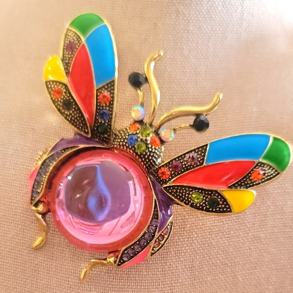 Cottagecore Colorful Enamel Bee Brooch